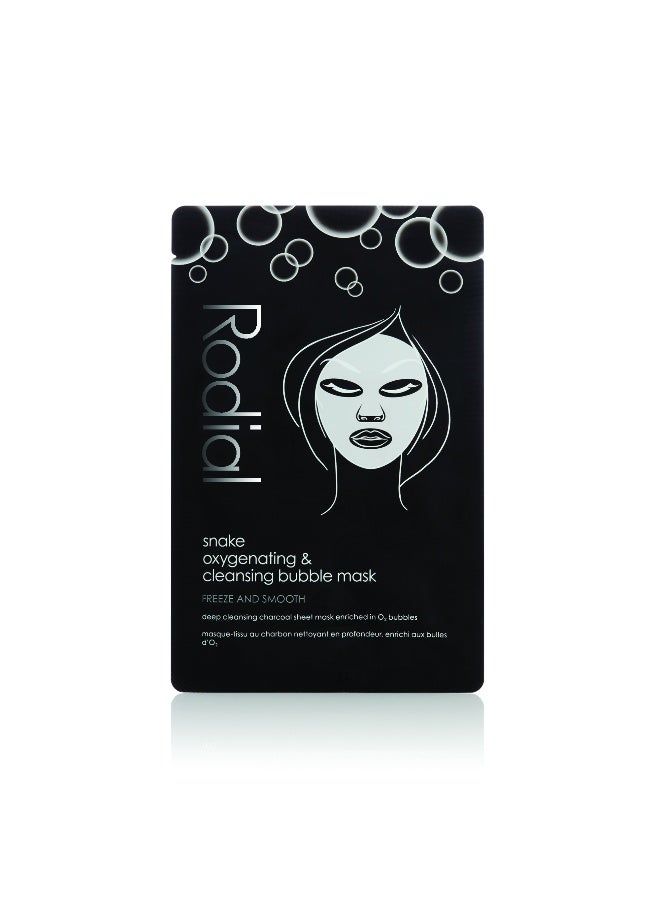 Rodial Snake Bubble Mask Individual – Deep Detox for Congested Skin, O2 Bubbles & Charcoal, Purifying Sheet for Blackhead Relief 20ml - Image 1